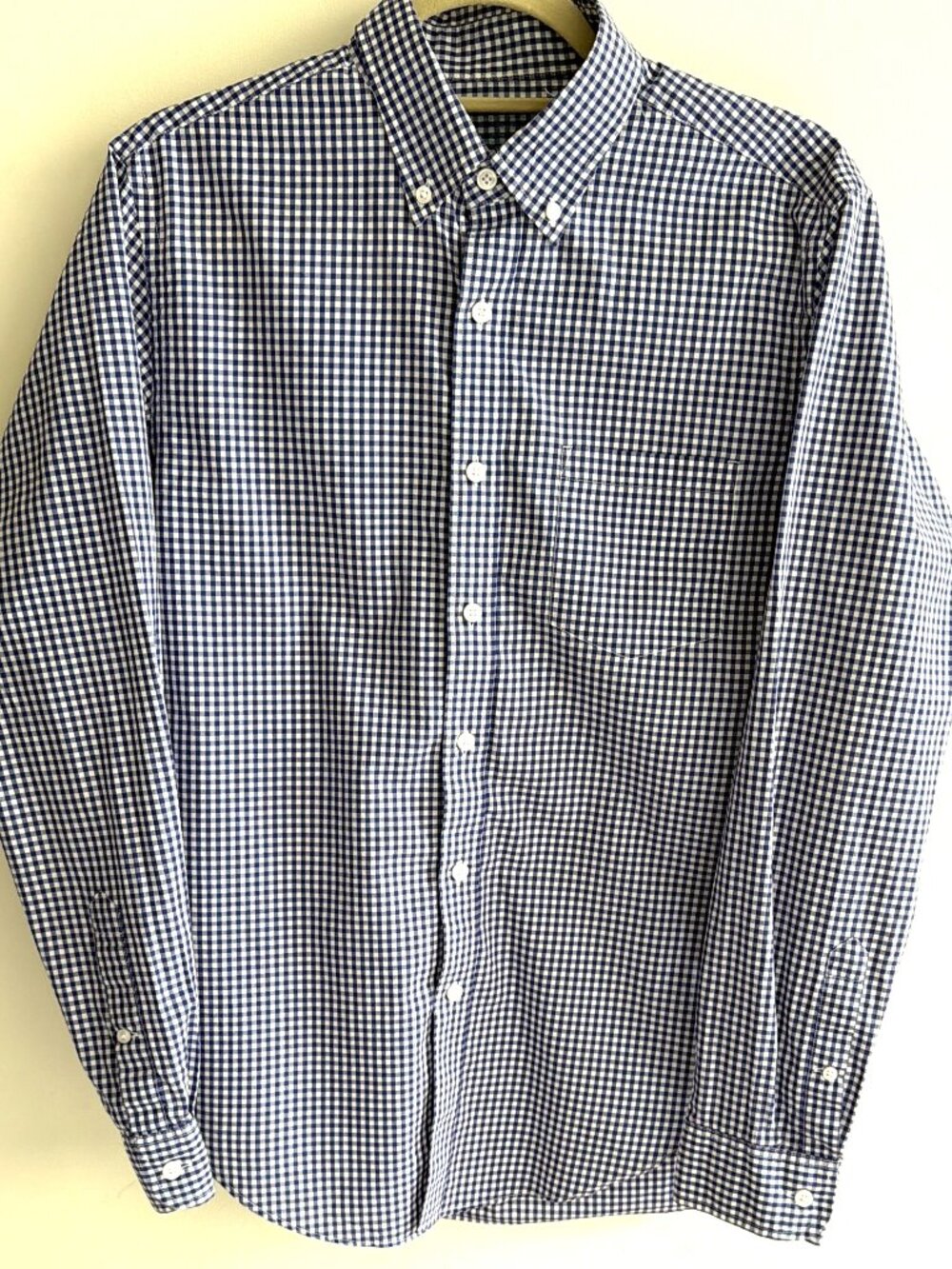 J.Crew Men's Collared Shirt Checkered Blue and White